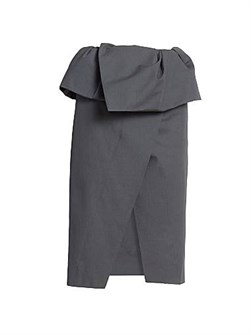 Юбка до колен из 100% хлопка Santi от Dries Van Noten с асимметричным поясом и разрезом спереди 11030731