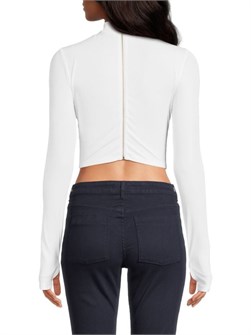 Delainia кроп-топ от Alice + Olivia с высоким воротником, длинными рукавами и застежкой на спине 11170008