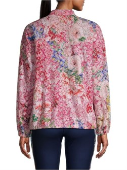 Цветочная куртка Johnny Was Frame с воротником-стойкой и длинными рукавами, 88% полиэстер, 12% спандекс 11178124