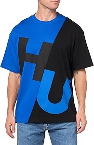 Hugo Boss Мужская хлопковая футболка HUGO с блоковым логотипом и круглым вырезом, 100% хлопок 11242049