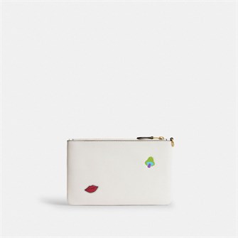 Coach Миниатюрная сумочка на запястье из лакированного канваса и телячьей кожи с двумя слотами для карт 11232446