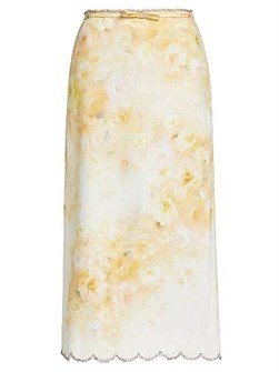 Миди-юбка из льна от Zimmermann с волнистым краем и бантом на талии Crush 11021684