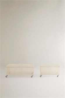 Zara Home Металлическая корзина с крышкой и колесиками для удобного перемещения 11239996