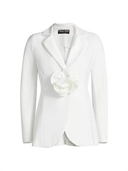 Chiara Boni La Petite Robe Блейзер Ospit Ra с цветочными аппликациями и длинными рукавами, 72% нейлон, 28% эластан, производство Италия 11028046