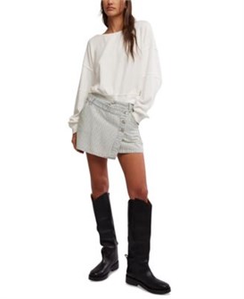 Free People Мини-юбка Wynne Railroad из полосатого хлопка с пуговицами и карманами в молодёжном стиле 11175832