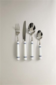Zara Home Набор из 4 предметов столовых приборов из нержавеющей стали с керамическими эмалированными ручками 11229434