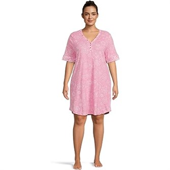 Женская ночная рубашка большого размера с коротким рукавом в стиле Henley и стильным принтом от Karen Neuburger, 60% хлопок, 40% полиэстер 11227128