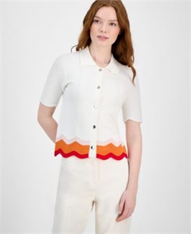 Женский кардиган без рукавов с пуговицами и полосатым подолом от T Tahari, стандартный крой 11030302