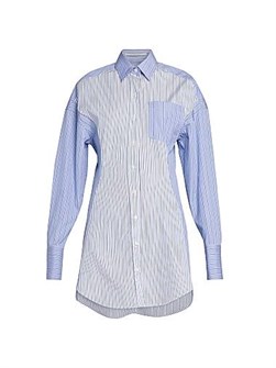 Платье-рубашка с длинными рукавами и карманом из органического хлопка в полоску Mixed Stripe от Stella McCartney 11020490