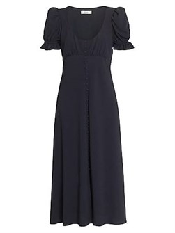 Платье миди Chloe с вырезом-лодочкой и пуговицами спереди из Италии, 60% ацетат, 40% шелк 11166653