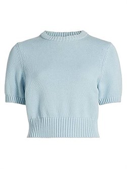 Хлопковый кроп-свитер Elsie от Toccin с короткими рукавами и рифленым краем 11167000