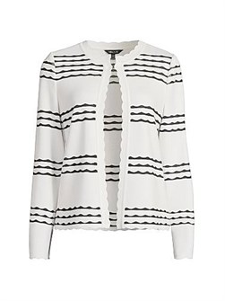 Misook Heritage Scalloped Trim Soft Knit Jacket 11009179