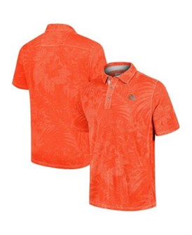 Tommy Bahama Мужская поло-рубашка Cleveland Browns Sport Santiago Paradise с ярким тропическим орнаментом и вышивкой, оранжевого цвета 11223812