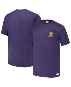 Mitchell &amp, Ness Тёмно-синяя мужская футболка Notre Dame Fighting Irish Fade Away Premium с вышивкой и карманом 11224453