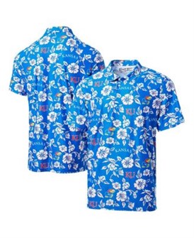 Reyn Spooner Мужская полосатая поло-рубашка Royal Kansas Jayhawks с ультрафиолетовой защитой и влагоотводящей технологией 11222159