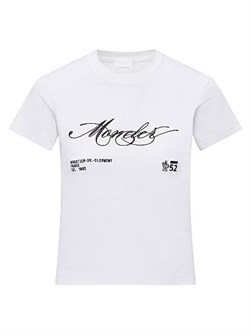 Классическая футболка Moncler из мягкого хлопка с вышивкой логотипа и короткими рукавами 11016105