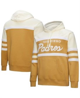 Mitchell &amp, Ness Мужское худи San Diego Padres Head Coach с флисовой подкладкой, средней плотности, с длинными рукавами и карманом 11224265