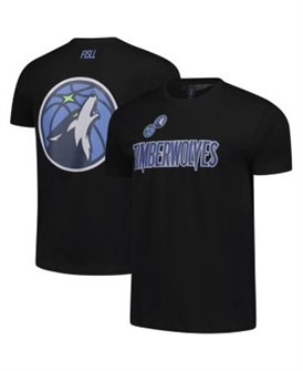 Чёрная футболка свободного кроя с логотипом Minnesota Timberwolves от FISLL, 100% хлопок, короткий рукав 11223288