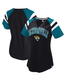 Черная футболка Jacksonville Jaguars Game с коротким рукавом, вырезом и регланом от Starter 11221932