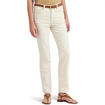 Модные женские джинсы LAUREN Ralph Lauren с высокой талией, прямыми штанинами и 99% хлопка 10047305