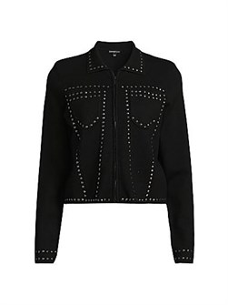 Minnie Rose Studded Trucker Zip Jacket 11030593