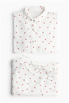 Пижама из мягкого хлопкового муслина H&amp,M: рубашка с воротником и длинными рукавами, штаны на резинке 11235271