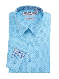 Модная рубашка с принтом Nick Graham: длинные рукава и кнопки на манжетах 11170177