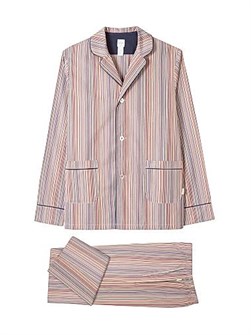 Пижама с полосками от Paul Smith из 100% хлопка: лонгслив с карманами и брюки на завязках 11165270