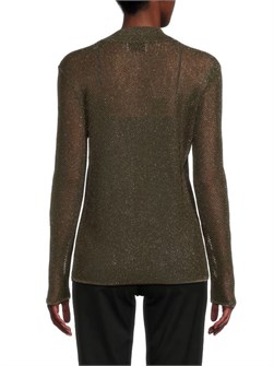 Металлизированный лонгслив St. John с открытым узором в форме сот, 59% вискоза 11235324