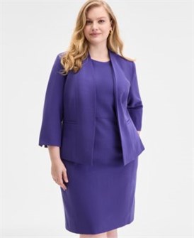 Женский блейзер большого размера с 3/4 рукавами без воротника от Kasper 11227898