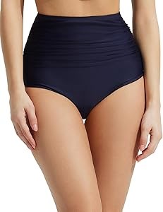 Женские купальные шорты Baleaf с высокой талией, прикрывающие живот, с рюшами и полным покрытием 11240588