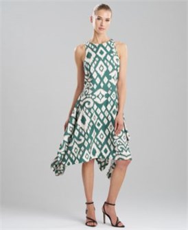 Женское асимметричное миди-платье с принтом от Natori, длиной 102 см, круглым вырезом и подкладкой 11239196