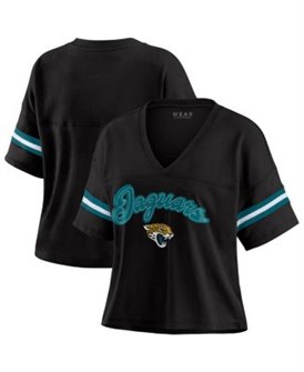 Женская футболка большого размера Jacksonville Jaguars черно-белого цвета с боковой полосой от WEAR by Erin Andrews 11223331