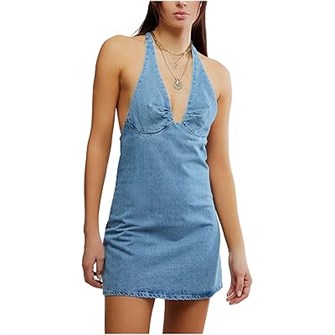 Мини-юбка из денима Trevi от Free People с низкой посадкой и классическим А-силуэтом 11201835