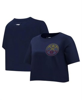 Женская футболка Pro Standard Jewels тёмно-синего цвета с короткими рукавами и кристаллическим декором 11223488