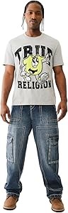Брюки-карго с вышивкой Big T от True Religion, 100% хлопок, функциональные карманы 11240604