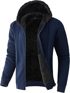 Мужская флисовая худи Flygo с жаккардовым узором и застежкой-молнией, с подкладкой из шерпы, зимняя куртка 10023000