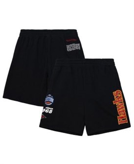 Мужские чёрные флисовые шорты Atlanta Hawks от Mitchell &amp, Ness с вышивкой и уютной подкладкой 11223935