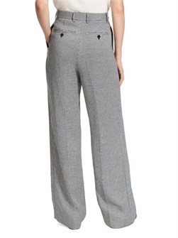 Классические прямые брюки из льняной смеси в узор гусиная лапка от Theory с поясом и карманами 11231901