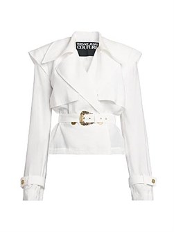 Пиджак Versace Jeans Couture с поясом из смесовой модалевой ткани, с широким воротником и длинными рукавами 11022542