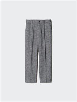 Оширенные плиссированные брюки в ёлочку от Uniqlo, свободного фасона, с карманами 11191645