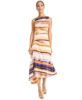 Платье Maggy London из атласного жоржета без рукавов с асимметричным вырезом и яркими полосами 11238796