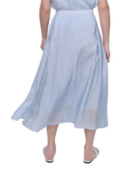 Юбка миди DKNY из поплина с защипами, передней молнией и боковыми карманами 11170667