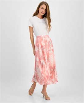 Стильная и удобная миди-юбка из полиэстера с плиссировкой и эластичным поясом BOSS Orange 11221196