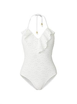 Shoshanna Слитный купальник Ruffle Maillot с V-образным вырезом и регулируемыми завязками, 94% полиэстер, 6% спандекс 10048196