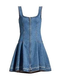 Квадратное мини-платье Eleodra от Simkhai из денима без рукавов на молнии 11008247