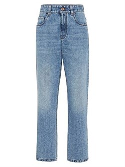 Джинсы в ретро-стиле Brunello Cucinelli с пятью карманами, 100% хлопок, Италия 11167845