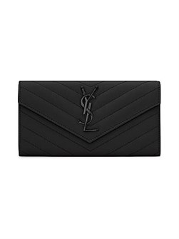 Saint Laurent Большой телячьей кожи бумажник с 12 карманами для карт и отделением для монет 11164752