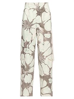 Dries Van Noten Каштановые брюки Paxford с цветочным принтом и карманами, 100% хлопок, стиль карго 11169545