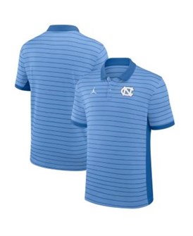 Мужская голубая полосатая футболка-поло North Carolina Tar Heels 2025 с технологией Dri-FIT от Jordan 11224516